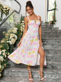 Floral Cami Dress with Split Thigh - View 36 | WEUXS