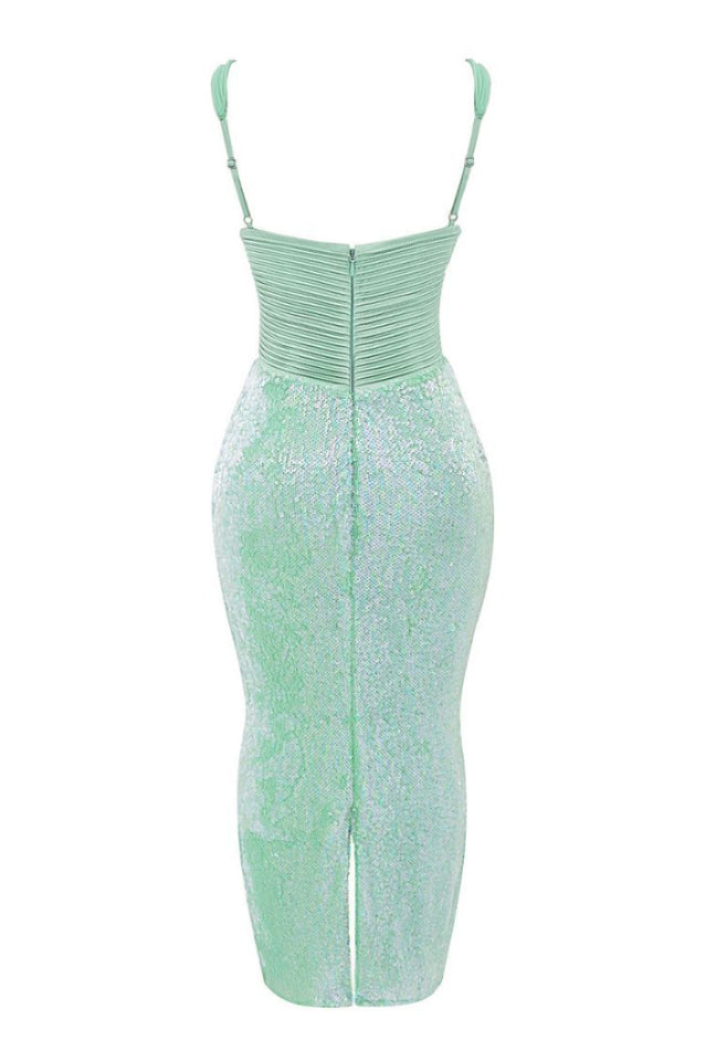 Thala Seafoam Sequin Corset Midi Dress | Dress In Beauty