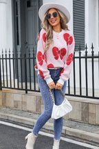 Women's crew neck knit sweater with bow print - View 9 | WEUXS