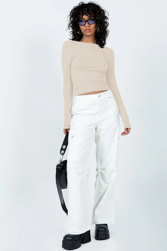 Backless Round Neck Long Sleeve Blouse | Dress In Beauty