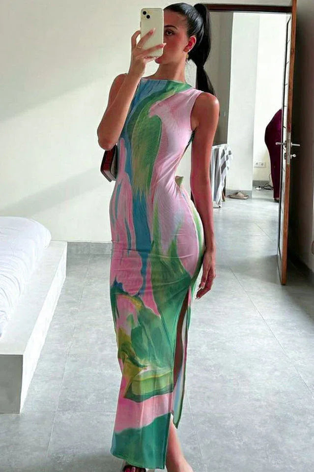 Abstract print maxi dress - View 9 | WEUXS