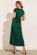 Scoop A-line Satin Bridesmaid Dress - WEUXS
