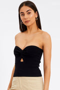 Merlaine Strapless Knotted Knit Crop Top | Dress In Beauty