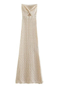 Tallulah Beige Crochet Strapless Maxi Dress | Dress In Beauty