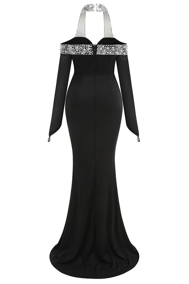 Halter Pearl Crystal-Trim Gown | Dress In Beauty