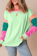 Colorblock Patchwork Long Sleeve Loose Top | Dress In Beauty