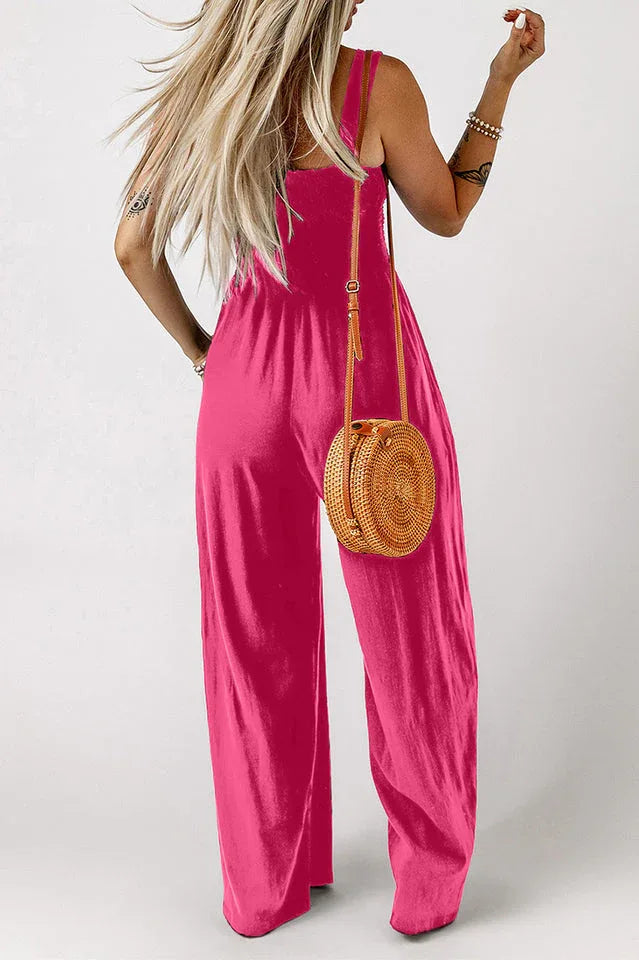 Wide leg jumpsuit with smocked bodice - View 12 | WEUXS