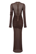 Long Sleeve Draped Mesh Maxi Dress | Dress In Beauty