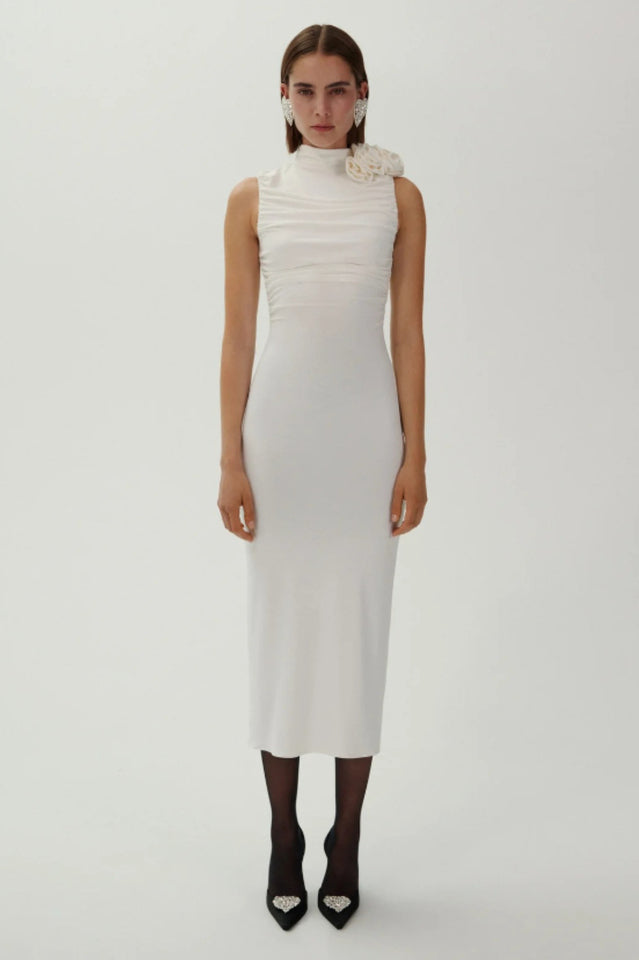 Flower Detail Ruched Midi Dress | Dress In Beauty