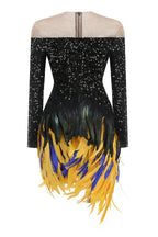 Sequin feather mini dress - View 6 | WEUXS