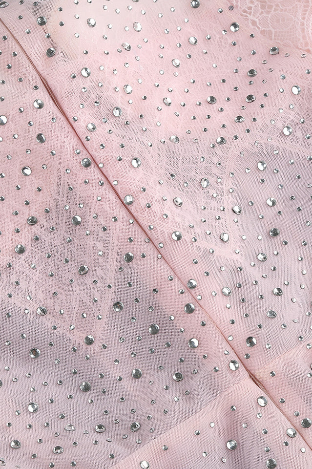 Brenden Pink Crystal Lace Midi Dress | Dress In Beauty