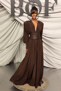 Rosey Tan Maxi Dress With Waist Belt | Dress In Beauty