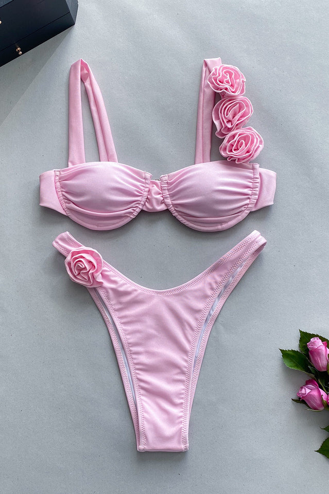 Push Up Flower Decoration Bikini Set | Dress In Beauty