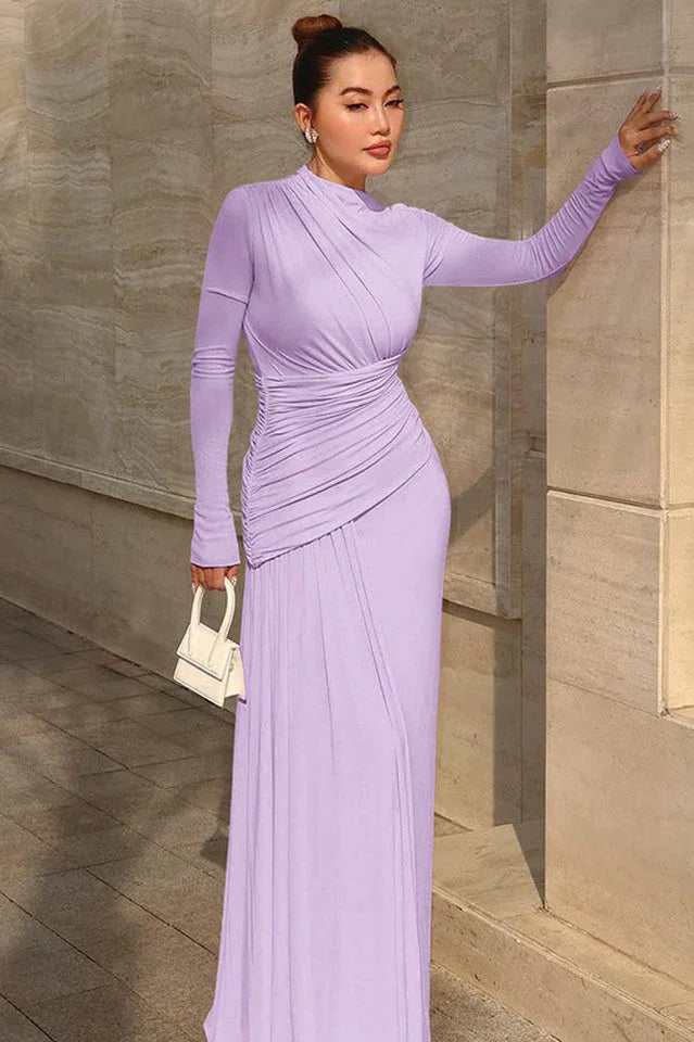 Asymmetric Ruched Maxi Dress - View 17 | WEUXS