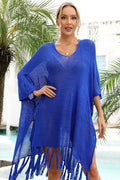 Fringe Trim Dolman Sleeve Openwork Cover Up | Dress In Beauty