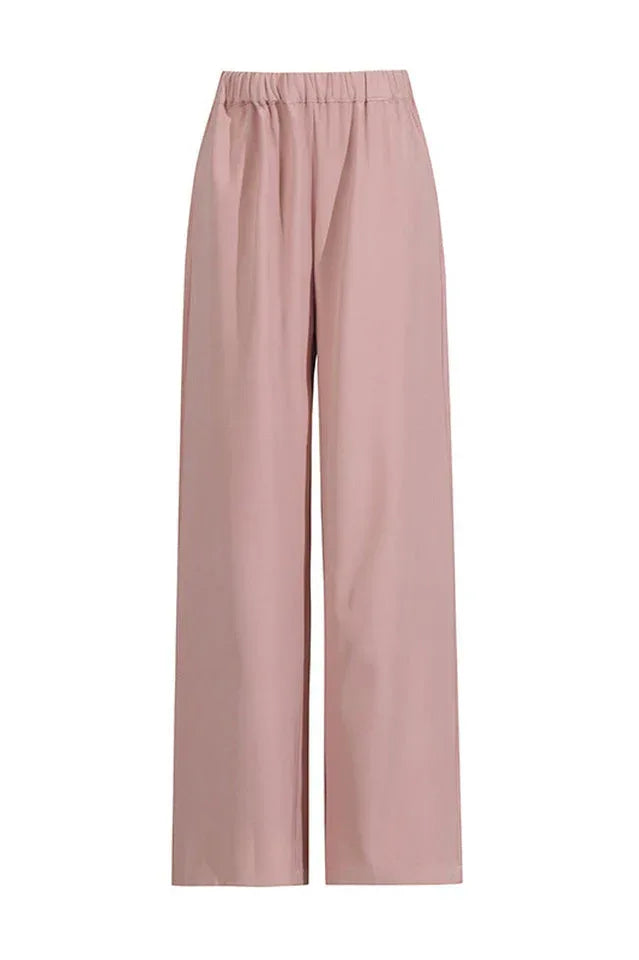 Wide leg pants set with draped cape sleeves and halter neckline - View 8 | WEUXS