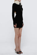 Fluffy Collared Zip Detailed Knit Dress | Dress In Beauty