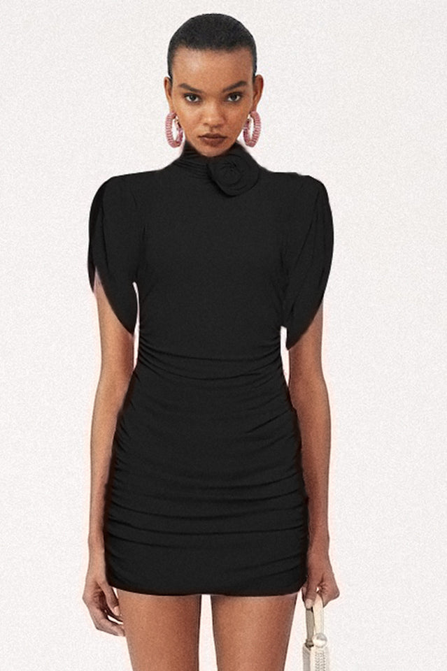 Rose-appliqué Ruched Jersey Minidress | Dress In Beauty