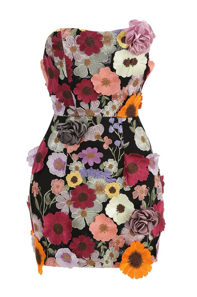 Floral 3D Embroidery Tube Mini Dress | Dress In Beauty