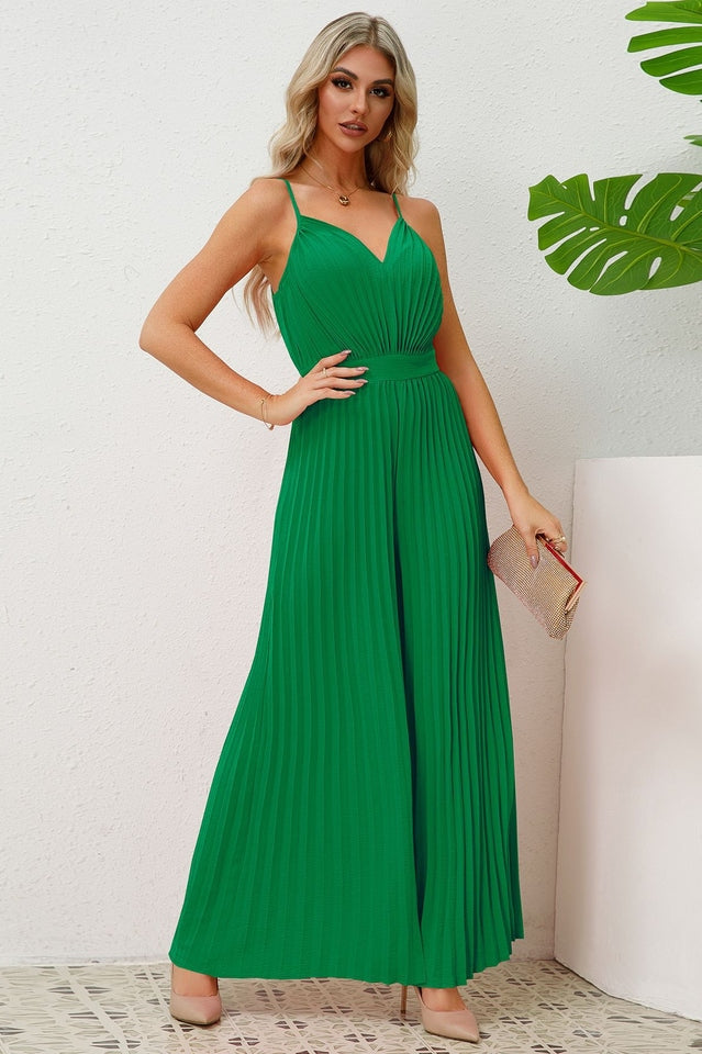 V Neck Pleated Jumpsuit | Dress In Beauty