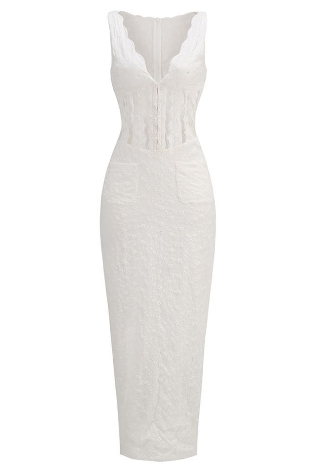 Sophina English Embroidery Deep V Maxi Dress | Dress In Beauty