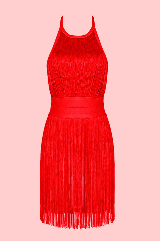 Halter Neck Backless Fringed Mini Dress | Dress In Beauty