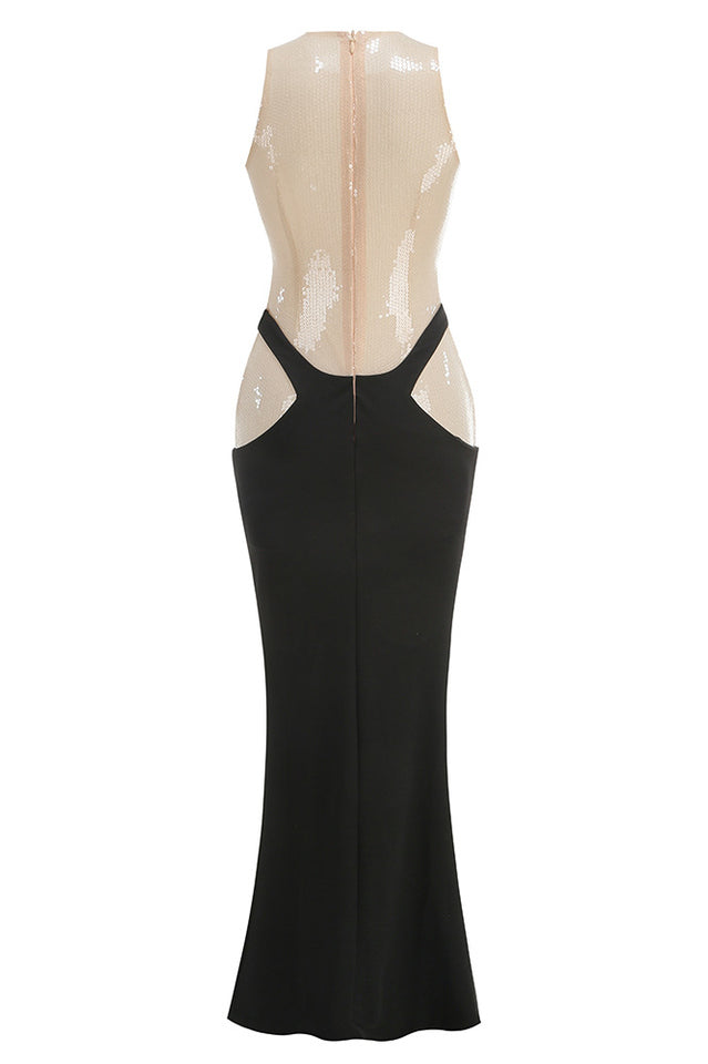 Nude Sequined Transparent Maxi Dress | Dress In Beauty