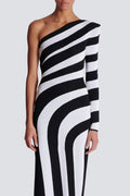 Long Asymmetrical Striped Knit Dress | Dress In Beauty