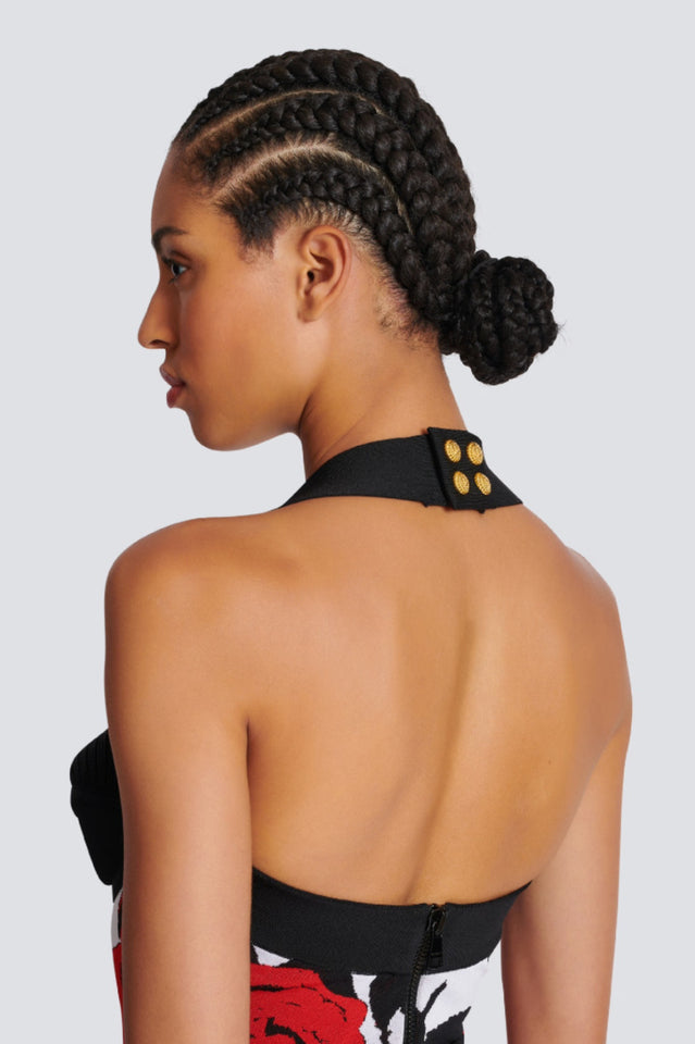 Knit Floral Halter Neck Midi Dress | Dress In Beauty