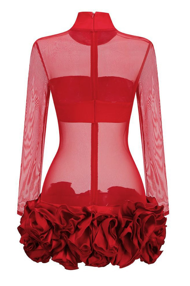 Sally Mock Neck Sheer Mini Dress | Dress In Beauty