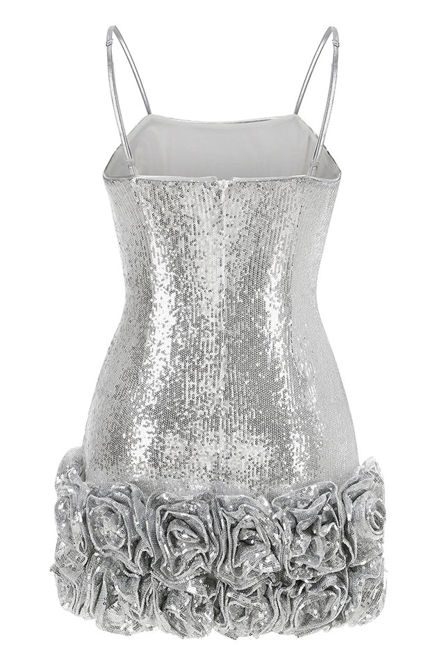Faye Sequin Flower Mini Dress | Dress In Beauty