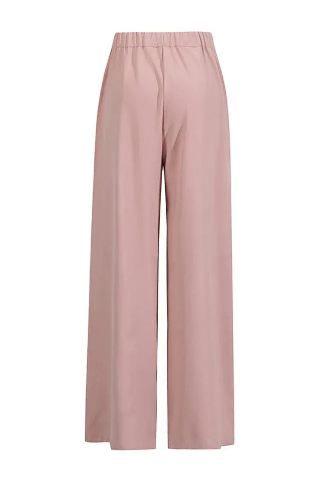 Wide leg pants set with draped cape sleeves and halter neckline - View 9 | WEUXS