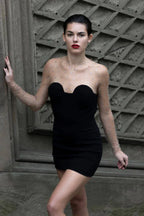 Black crystal embellished mini dress - View 10 | WEUXS