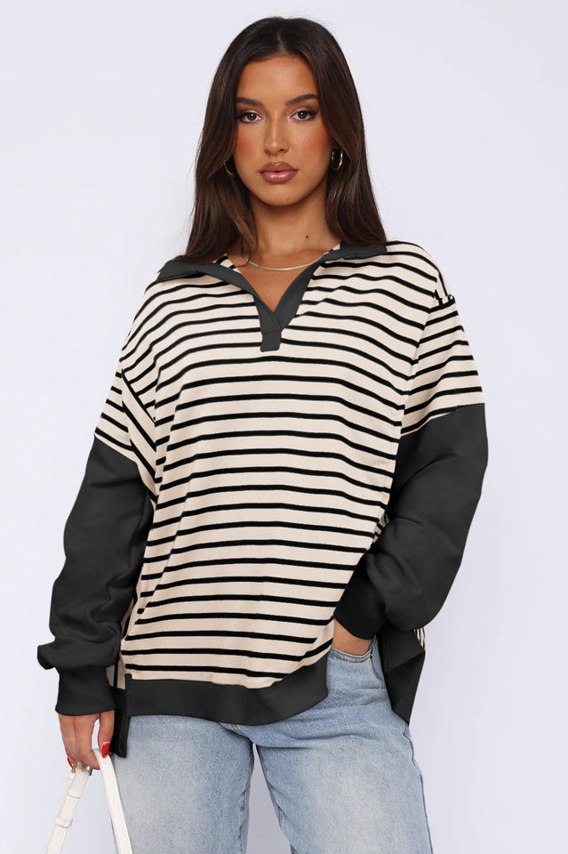 Striped Patchwork Sweatshirt | Dress In Beauty