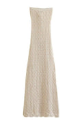 Tallulah Beige Crochet Strapless Maxi Dress | Dress In Beauty