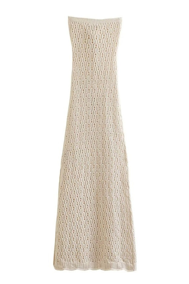 Tallulah Beige Crochet Strapless Maxi Dress | Dress In Beauty