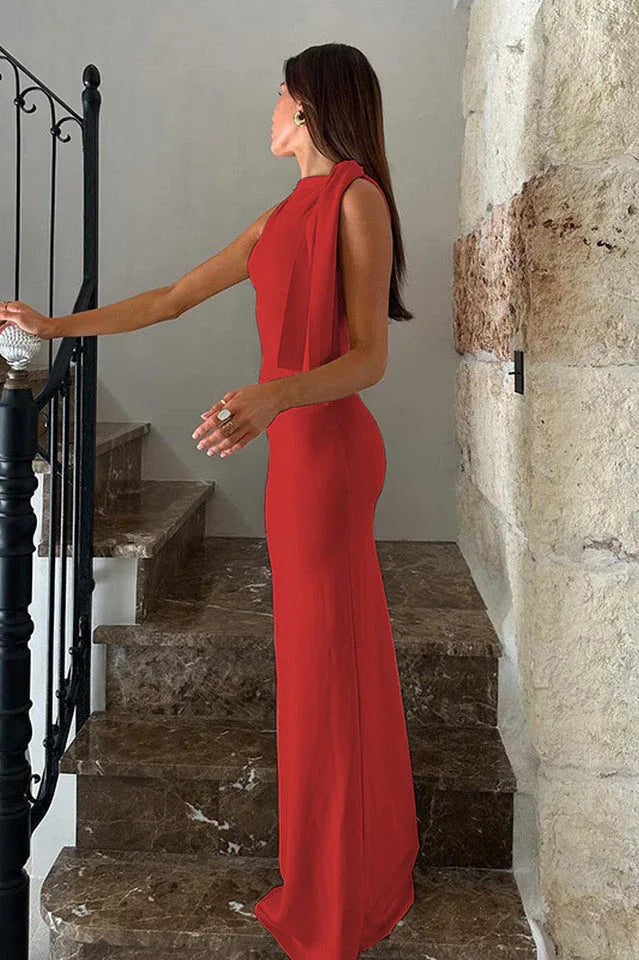 Asymmetrical Neckline Maxi Dress - View 17 | WEUXS