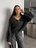 Ribbed Knit Half-Zip Pullover - View 11 | WEUXS