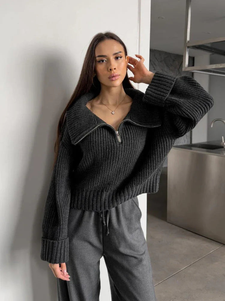Ribbed Knit Half-Zip Pullover - View 11 | WEUXS