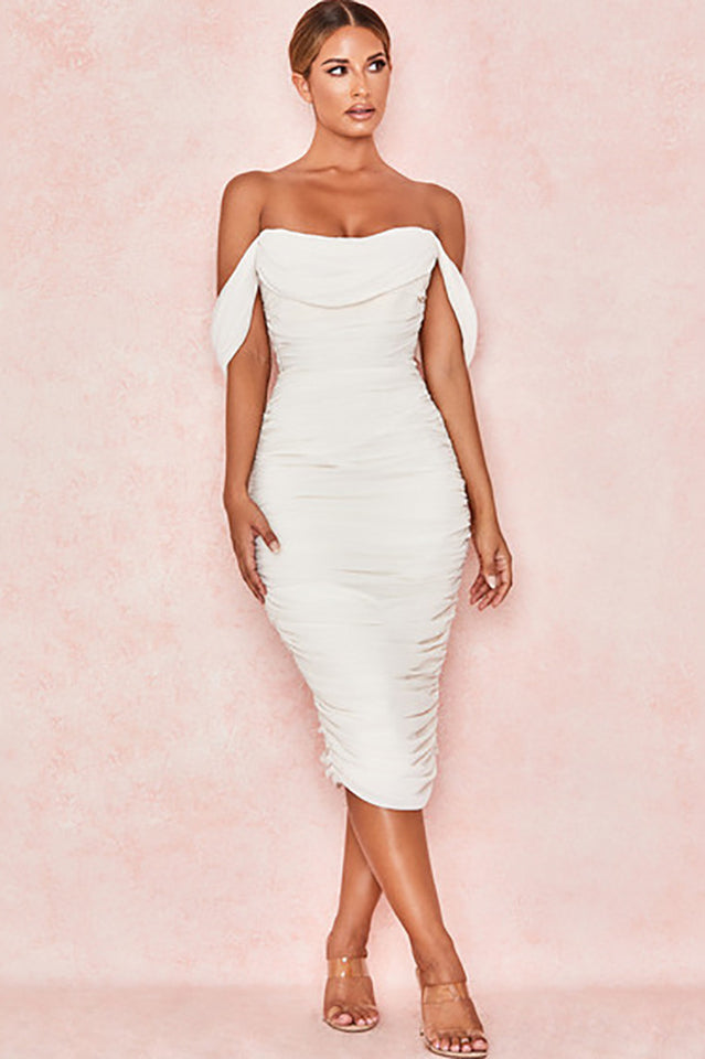 Off Shoulder Bodycon Dress - Dress In Beauty
