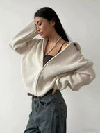 Ribbed knit zip cardigan sweater - View 10 | WEUXS