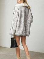 silver-tipped faux fur mid-length coat - View 6 | WEUXS