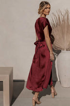 Scoop A-line Satin Bridesmaid Dress - WEUXS