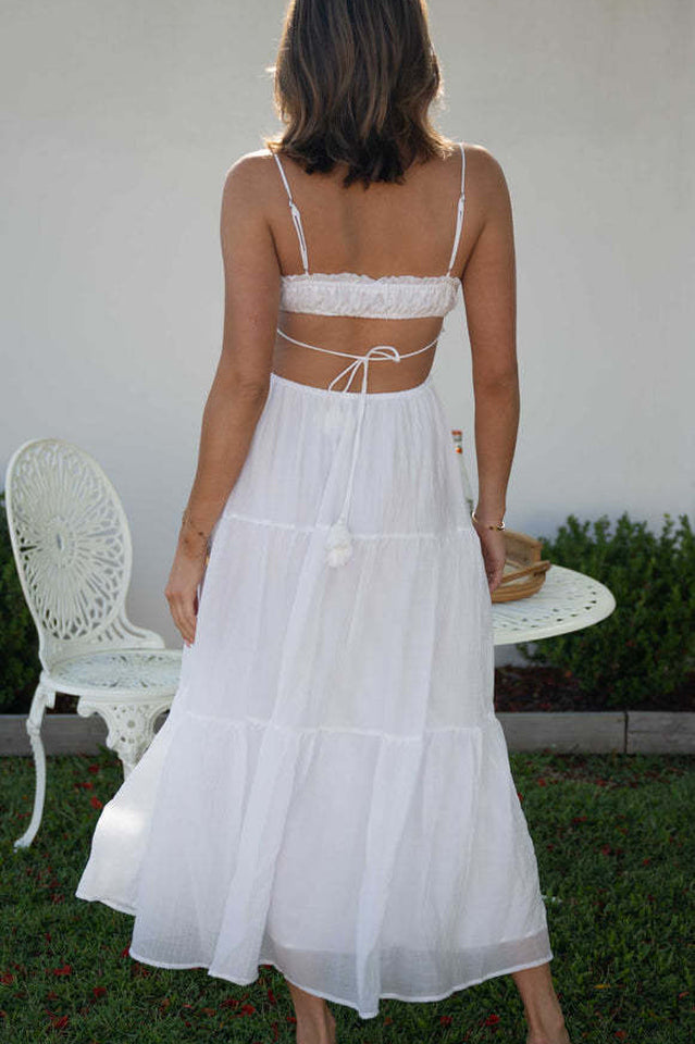 Ruched Tie-Up Strappy Maxi Dress | Dress In Beauty