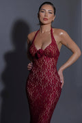 Marjorie Red Rose Lace Halter Maxi Dress | Dress In Beauty