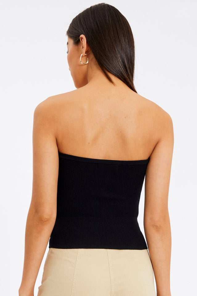 Merlaine Strapless Knotted Knit Crop Top | Dress In Beauty