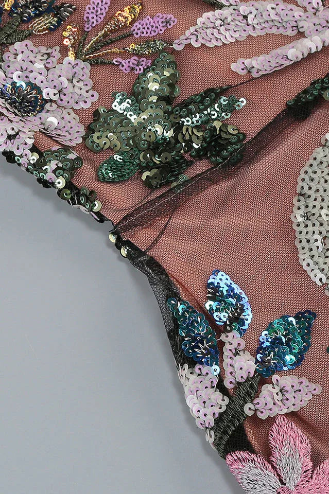 Embroidered mini dress with halter neck - View 12 | WEUXS