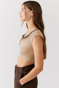 Notched Neck Cap Sleeve Cropped Tee | Dress In Beauty