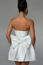 Jacquard Bow Mini Dress - View 7 | WEUXS