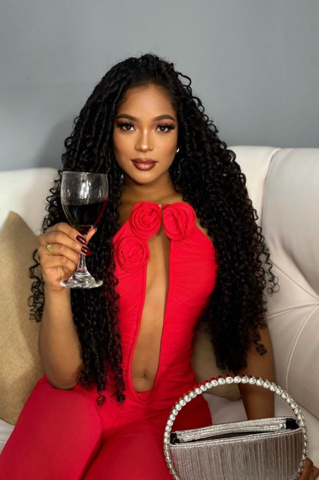 Vissarion 3D Flower Pleat Jumpsuit | Dress In Beauty